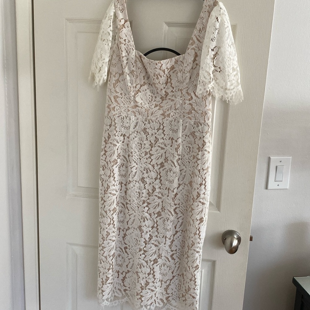 Poppy lace midi dress ivory
